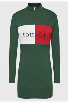 Sukienka damska Tommy Jeans dopasowa logo prążkowana na codzień r. M