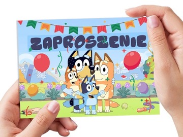 ZAPROSZENIA DLA DZIECI BLUEY BLUE NA URODZINY DZIECKA + KOPERTY