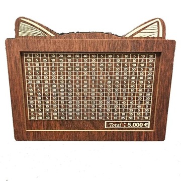 Cute Cat Piggy Wooden DIY 1000/5000/10000 Euro Money Saving Box with Money