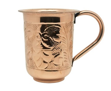 Kubek miedziany do wody 350ml zdobiony 8