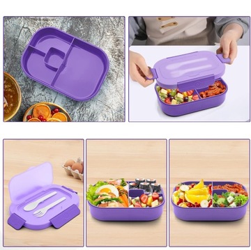 БОЛЬШОЙ КОНТЕЙНЕР ДЛЯ ЛАНЧ-БОКС ДЛЯ ЕДА, 4 ОТДЕЛЕНИЯ, СТОЛОВЫЕ ПРИБОРЫ 1300 МЛ