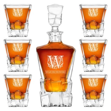 Zestaw Karafka 6 Szklanek do Whisky z Grawerem Prezent dla Faceta Urodziny