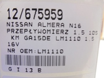 ALMERA N16 VÁHA VZDUCHU VZDUCHU LM1110 1,5 16V