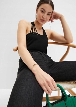 ПРИСТРАИВАЕМЫЙ ЧЕРНЫЙ ТОП С ПОЛОСАМИ Bonprix S30 44