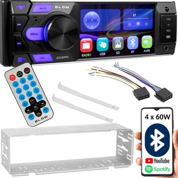 RADIO SAMOCHODOWE 1-DIN BLUETOOTH USB SD RDS MIKROFON PILOT BATERIA ZESTAW