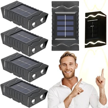 D. ŚCIENNA LAMPKA SOLARNA LED LAMPA NA ŚCIANĘ OGRODZENIE PŁOT KINKIET 4 szt