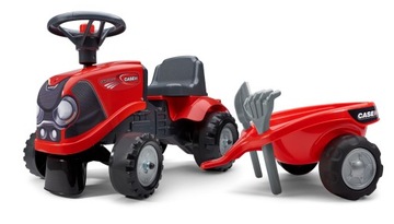 FALK Traktorek Baby Case IH Ride-On Czerwony z Przyczepką + akc. od 12 mies