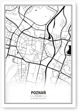 POZNAŃ MAPA CZARNO-BIAŁA plakat B1 100x70cm #196