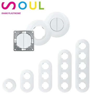 Ramka pojedyncza plastikowa, okrągła, biała, SOUL, SEU5001W
