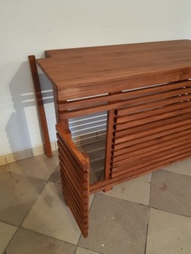 112x50 h70cm Drewniana osłona klimy pompy narożna z DRZWICZKAMI pełny blat