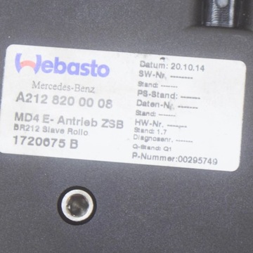 MERCEDES-BENZ E W212 2014 MODUL / ŘÍZENÍ STŘEŠNÍHO OKNA