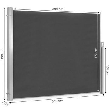 БОКОВОЙ ТЕНТ СКЛАДНАЯ ЭКРАННАЯ РОЛЬСТАВНИ ДЛЯ САДА НА ТЕРРАСЕ 300X180