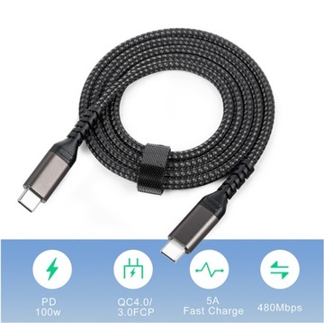 USB C для USB C 100 Вт/5 а, быстрая зарядка типа C, зарядное устройство 1 м.