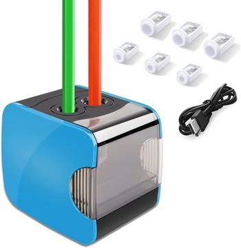 АВТОМАТИЧЕСКАЯ ЭЛЕКТРИЧЕСКАЯ ТОЧИЛКА ДЛЯ КАРАНДАШЕЙ, USB/АККУМУЛЯТОР, С 6 ЛЕЗВИЯМИ
