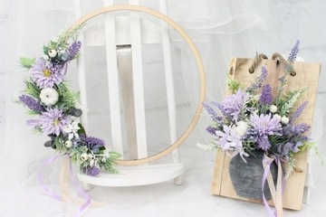 Obręcz lawendowa dekoracja domu wieniec lawenda stroik ozdoba motylki