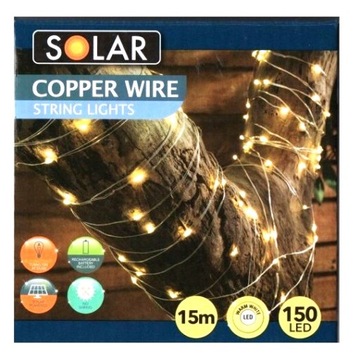 SZNUR SOLARNY 15m GIRLANDA 150 LED LAMPKI SOLAR
