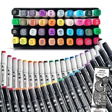 АЛКОГОЛЬНЫЕ МАРКЕРЫ 40 ШТ. ДВУСТОРОННИЕ КОПИСНИЦЫ, МАРКЕРЫ, РУЧКИ + ЧЕХОЛ