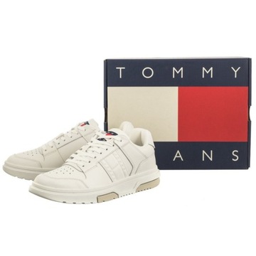 Buty Sneakersy Damskie Tommy Hilfiger The Brooklyn Leather Ecru Białe