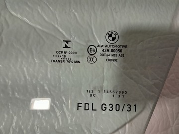 BMW 5' G30 G31 SKLO (OKNO) LEVÝ PŘEDNÍ 16R 43R-00050