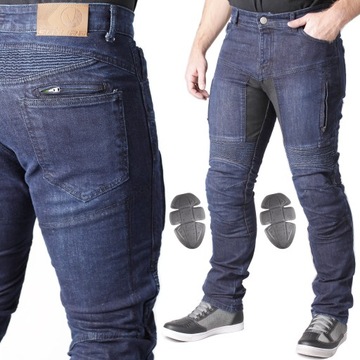 Jeansy motocyklowe HUSAR FUTURE solidne spodnie dżinsy na motor KEVLAR L