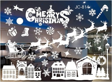 OZDOBY ŚWIATECZNE NA OKNO NAKLEJKI NA SZYBĘ BOŻE NARODZENIE MIKOŁAJ RENIFER