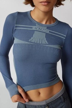 URBAN OUTFITTERS NIEBIESKI CROP TOP Z DŁUGIM RĘKAWEM SI9 NH5__S