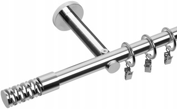 KARNISZ POJEDYNCZY 400 CM 19 MM PREMIUM CHROM POŁYSK WYBÓR ZAKOŃCZEŃ RENA