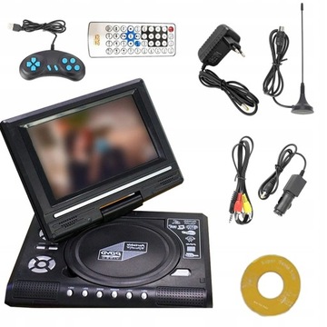 PRZENOŚNY ODTWARZACZ DVD + TV/FM/GIER KONSOLA USB