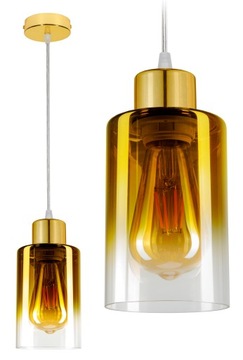 LAMPA WISZĄCA SUFITOWA ŻYRANDOL ZŁOTA SZKLANA LED