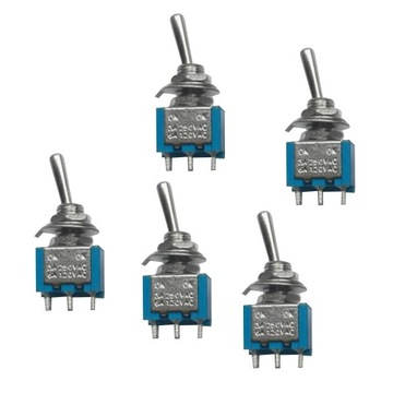 5pcs Blue Miniature Toggle Switches on / on Model