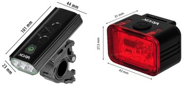 ПЕРЕДНИЙ ВЕЛОСИПЕДНЫЙ ФОНАР 3xLED + ЗАДНИЙ ВЕЛОСИПЕДНЫЙ ФОНАРЬ USB-C PRO VAYOX