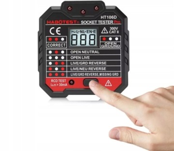 ТЕСТЕР ЭЛЕКТРИЧЕСКИХ РОЗЕТОК С ЖК-ДИСПЛЕЕМ RCD TEST