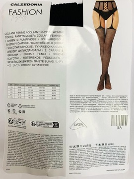 Calzedonia RAJSTOPY HIT KABARETKI Z EFEKTEM PASA DO POŃCZOCH CZARNE 3/4 M/L