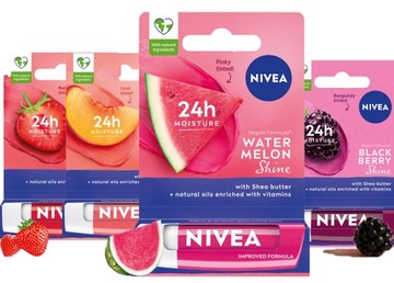 NIVEA Pomadka ochronna do ust owocowy 4 x MIX