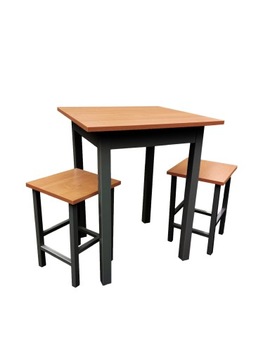 Komplet Stół 60x60 + 2x Taboret Loft OLCHA CZARNY