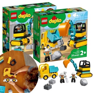 LEGO DUPLO CIĘŻARÓWKA I KOPARKA GĄSIENICOWA BUDOWA BULDOŻER 10931