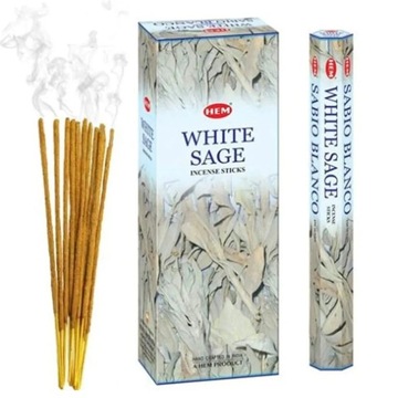 Indyjskie Kadzidełka Aromat Biała Szałwia White Sage Aroma 20 Sztuk HEM