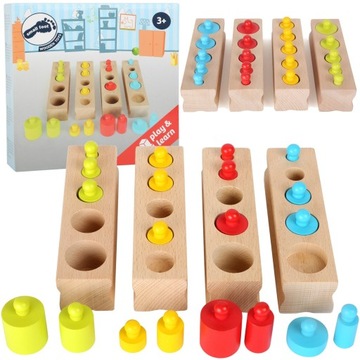 DREWNIANA UKŁADANKA SORTER ODWAŻNIKI MONTESSORI