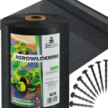 GRUBA AGROWŁÓKNINA ANTYCHWASTOWA 70g AGROTKANINA NA CHWASTY 1,6x50m +GRATIS