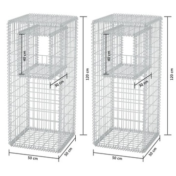 Габионные корзины-колонны - цветочные горшки, 2 шт., 50х50х120 см.