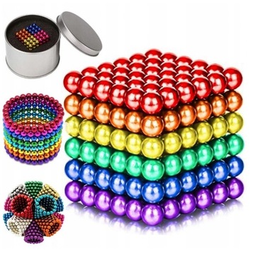 KULKI 3 MM TĘCZA MAGNETYCZNE NEOCUBE 216 SZTUK BOX KLOCKI MAGNESY KOLOROWE