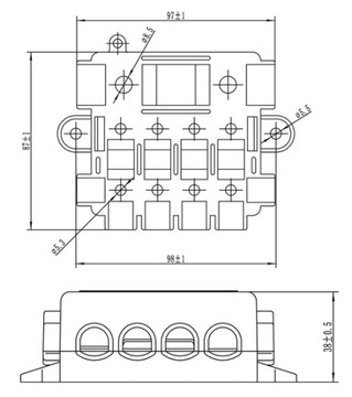 ДЕРЖАТЕЛЬ ПРЕДОХРАНИТЕЛЯ ДЛЯ КОРОБКИ 1 X MEGAVAL 4 X MIDIVAL BOX
