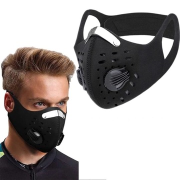MASKA ANTYSMOGOWA SPORTOWA PRZECIWPYŁOWA + FILTRY HEPA PM2,5 CE PREMIUM