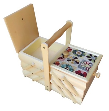 NICIARKA DREWNIANA - szkatułka - przybornik - motyw kwiatki - NOWOŚĆ