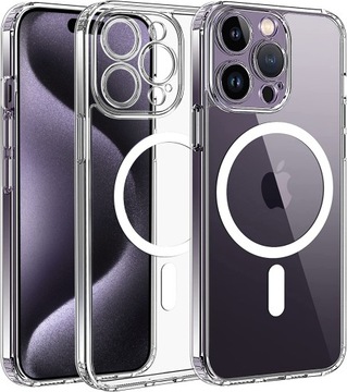Etui do iPhone 15 Pro WZMACNIANE do MAGSAFE ANTI SHOCK CLEAR CASE + Szkło