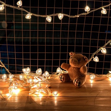 ДЕКОРАТИВНАЯ СВЕТОДИОДНАЯ ЦЕПЬ ДЕРЕВЯННОЕ ПЕРСИКОВОЕ СЕРДЦЕ