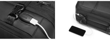 Рюкзак Poso PS-660 для ноутбука 17,3 см с USB, ручная кладь в самолет, черный