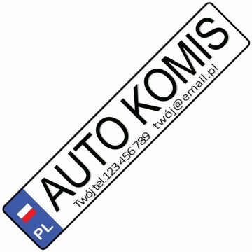 Tablica Auto Komis Komisowe do ramek rejestracyjny