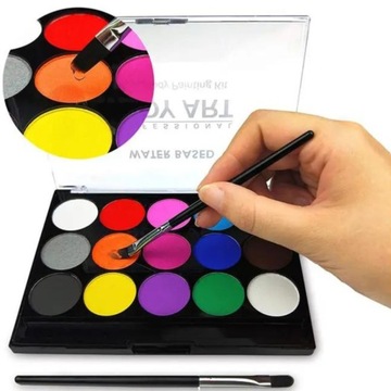 КРАСКИ КРАСКИ ДЛЯ ПОКРАСКИ ЛИЦА И ТЕЛА 15 ЦВЕТОВ. МОЮЩИЕСЯ ДЕТИ + ШАБЛОНЫ