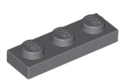 LEGO PŁYTKA 1X3 CIEMNOSZARA NR. 3623 - 3SZT.